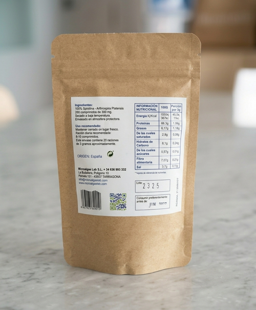 Espirulina Española en Comprimidos — 200 uds · Cultivada en Tarragona